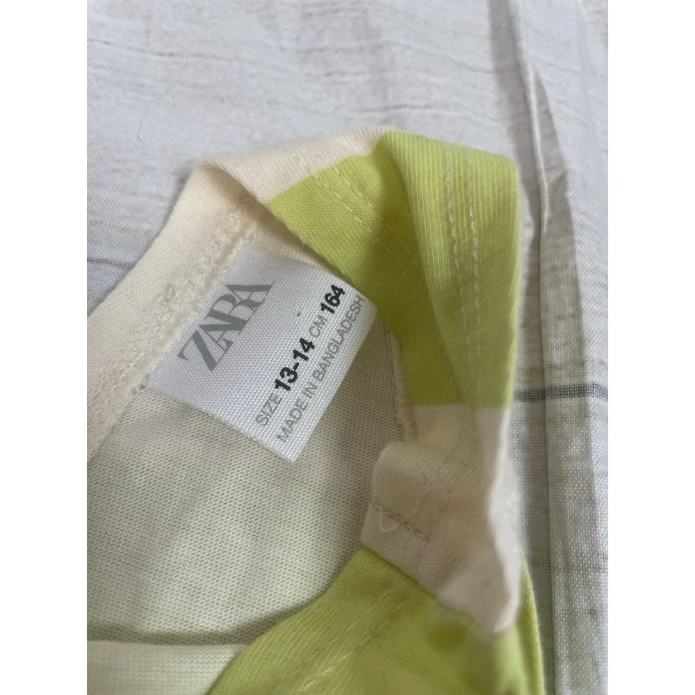 Zara Kids Cross Back Green White Striped Tank Top Girls‎ Size 13/14 164 Colorful